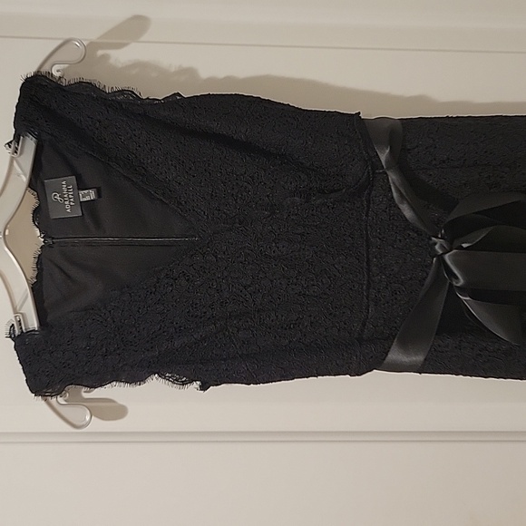 Adrianna Papell Sleeveless Faux Wrap Front Lace Black dress - Picture 3 of 7